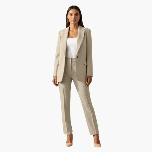 Conjunto de blazer entallado con solapa de muesca y pantalones para mujer