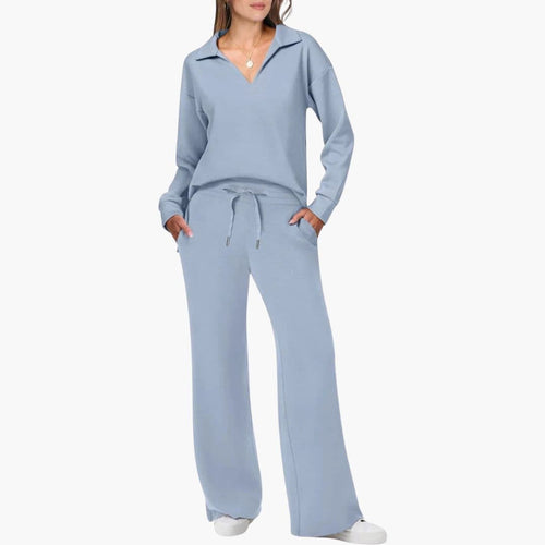 Women’s V-Neck Two-Piece Lounge Set with Matching Pants