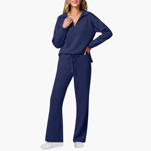 Women’s V-Neck Two-Piece Lounge Set with Matching Pants