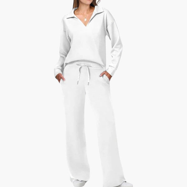 Women's Two-Piece Set V-Neck Top & Wide Leg Pants
