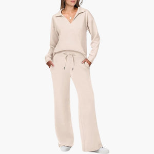 Women’s V-Neck Two-Piece Lounge Set with Matching Pants