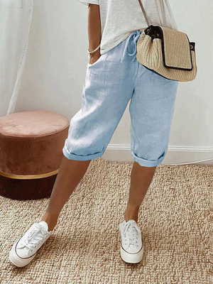 Women's Relaxed Bermuda Shorts with Adjustable Drawstring Waist