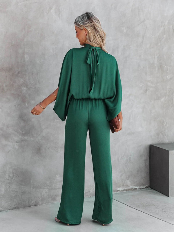 Elegant Draped Wide-Leg Jumpsuit for Women