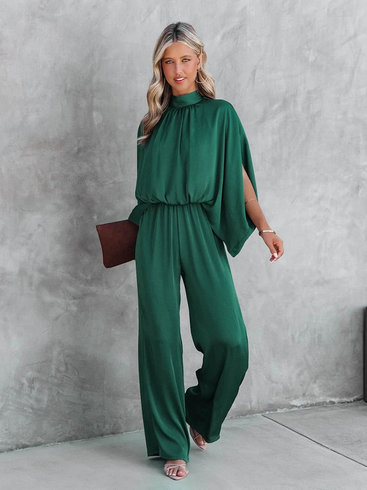 Elegant Draped Wide-Leg Jumpsuit for Women