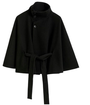 Elegant Belted Cape Coat for Women