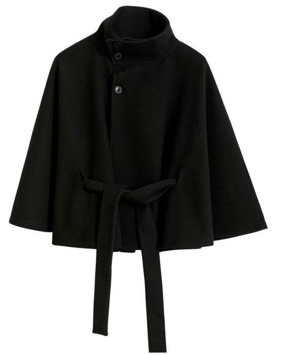 Elegant Belted Cape Coat for Women