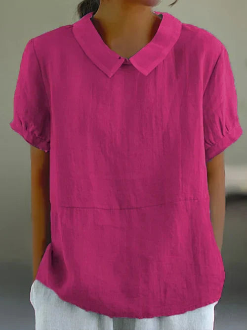 Lightweight Short Sleeve Linen Blouse for Women