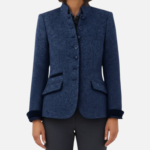 Elegant Button-Up Tailored Stand Collar Blazer