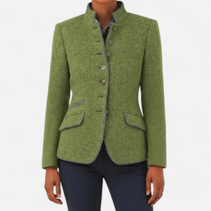 Elegant Button-Up Tailored Stand Collar Blazer