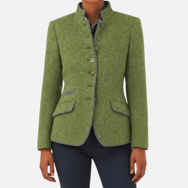 Elegant Button-Up Tailored Stand Collar Blazer