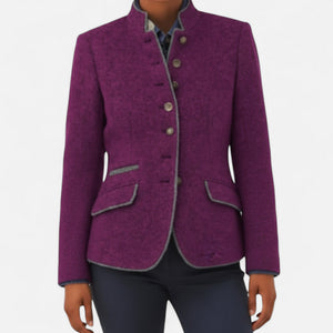 Elegant Button-Up Tailored Stand Collar Blazer