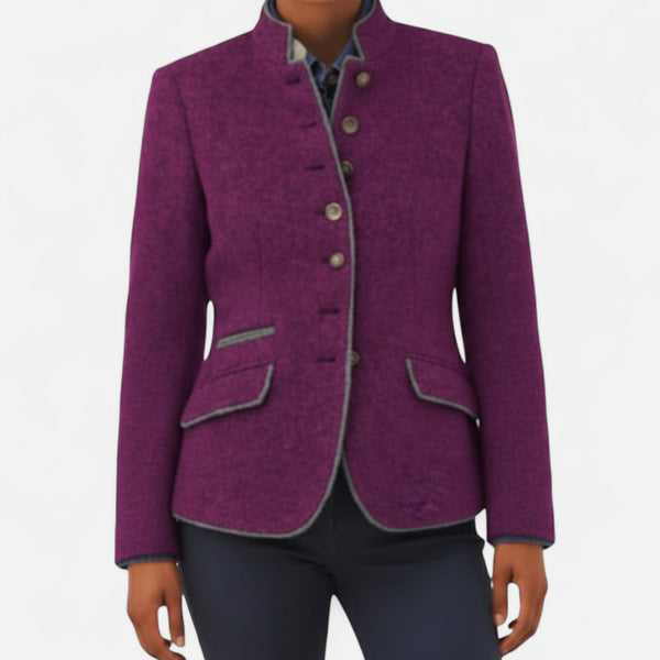 Elegant Button-Up Tailored Stand Collar Blazer