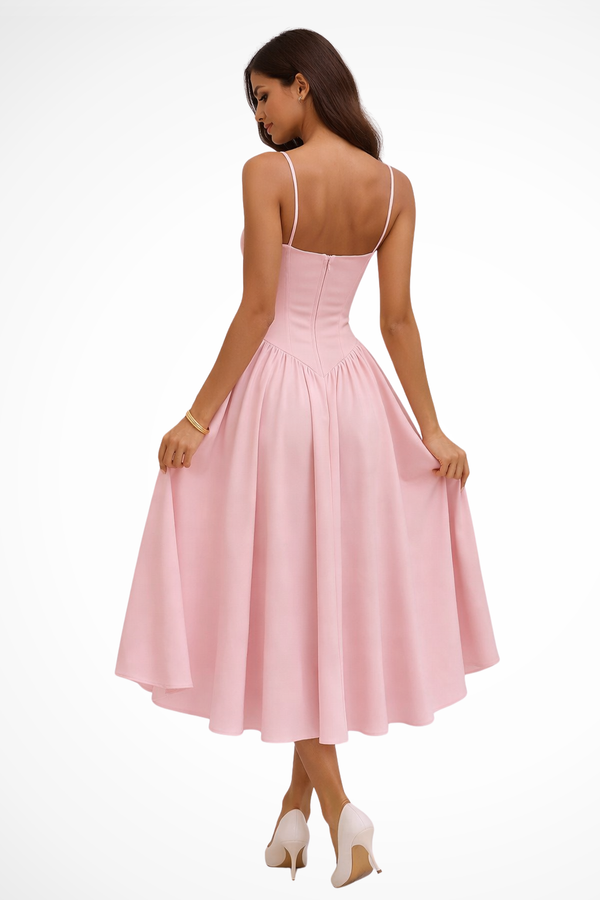 Women's Corset Bodice A-Line Midi Dress for Weddings