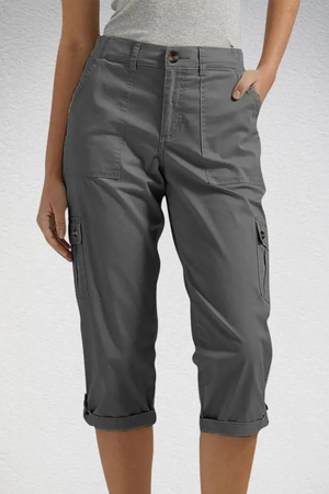 Women's Cargo Cropped Trousers Roll Up Hem