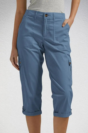 Women's Cargo Cropped Trousers Roll Up Hem