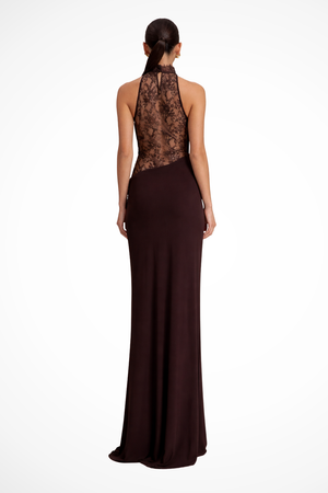 Women's Halter Neck Lace Maxi Dress Wedding Guest