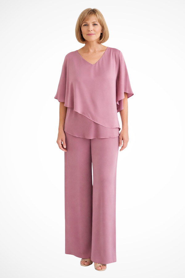 Women’s Two-Piece Lounge Set with Flowing Wide-Leg Pants