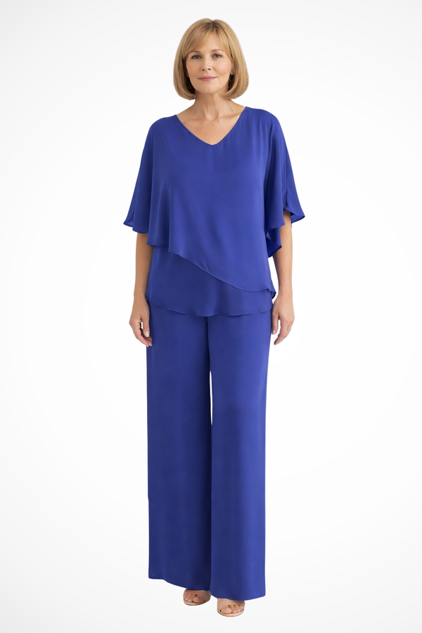 Women’s Two-Piece Lounge Set with Flowing Wide-Leg Pants
