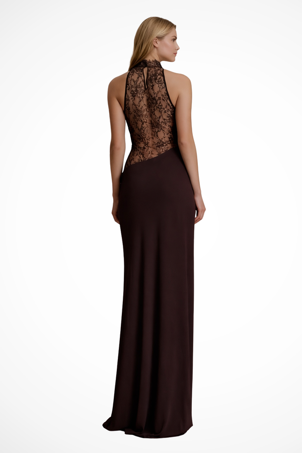 Women's Halter Neck Lace Maxi Dress Wedding Guest