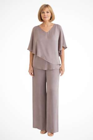 Women’s Two-Piece Lounge Set with Flowing Wide-Leg Pants