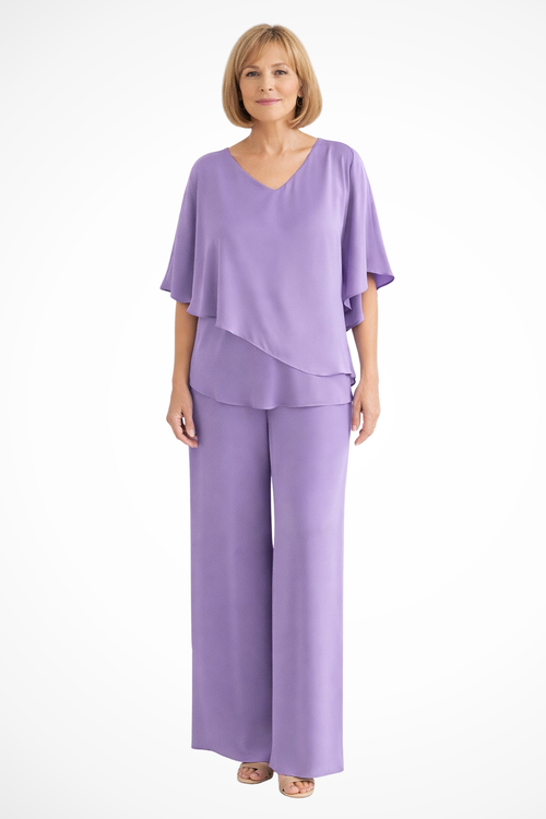 Women’s Two-Piece Lounge Set with Flowing Wide-Leg Pants