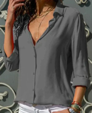 Elegant Button-Up Blouse with Classic Collar