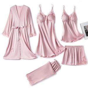 Elegant Lace Women's Pajama Set with Sleeveless Robe
