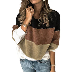 Women’s Color Block Crew Neck Sweater