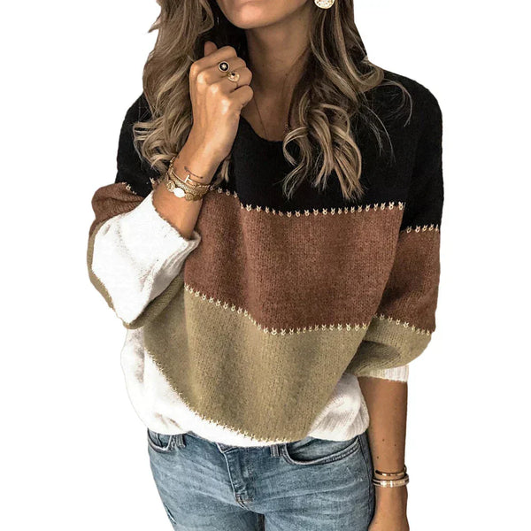 Women’s Color Block Crew Neck Sweater