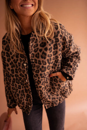 Leopard Print Women’s Relaxed Fit Bomber Jacket