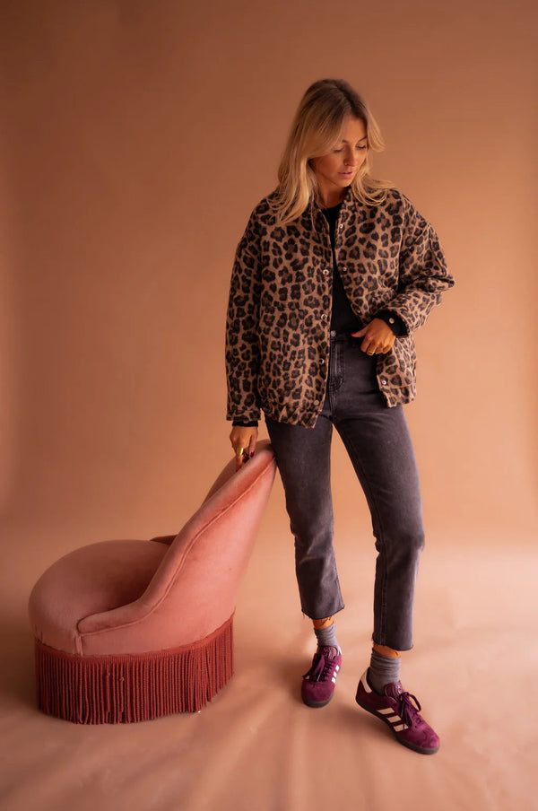 Leopard Print Women’s Relaxed Fit Bomber Jacket