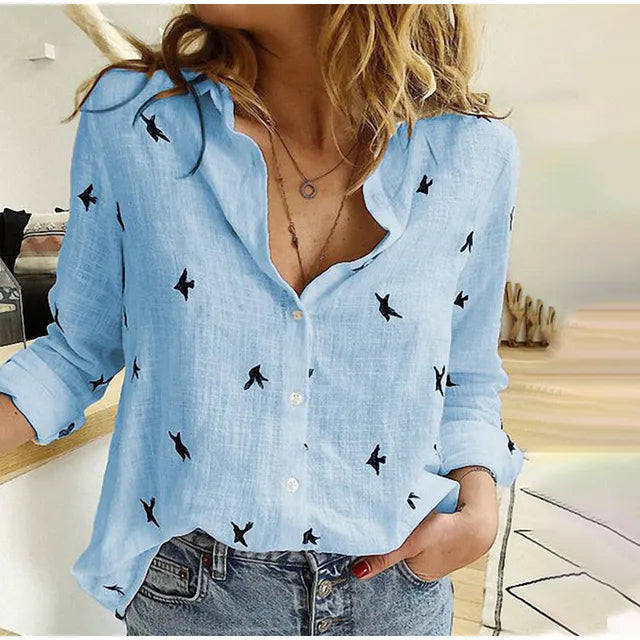 Elegant Printed Button-Up Blouse