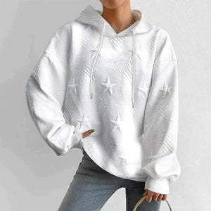 Women's Oversized Star Textured Hooded Sweatshirt