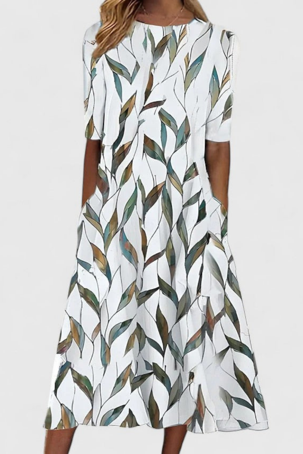 Women's Floral Print Midi Dress with Half Sleeves