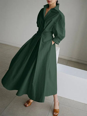 Stylish Pleated Shirt Dress