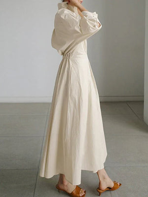 Stylish Pleated Shirt Dress