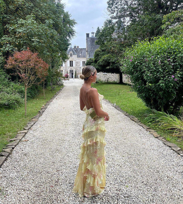 Elegant Ruffle Maxi Dress with Flowy Design