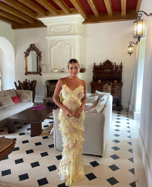 Elegant Ruffle Maxi Dress with Flowy Design