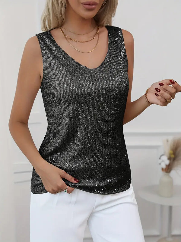 Sparkling V-neck Glitter Blouse