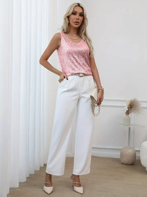 Sparkling V-neck Glitter Blouse