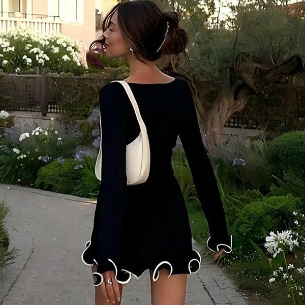 Chic Ruffle Mini Dress with Elegant Design