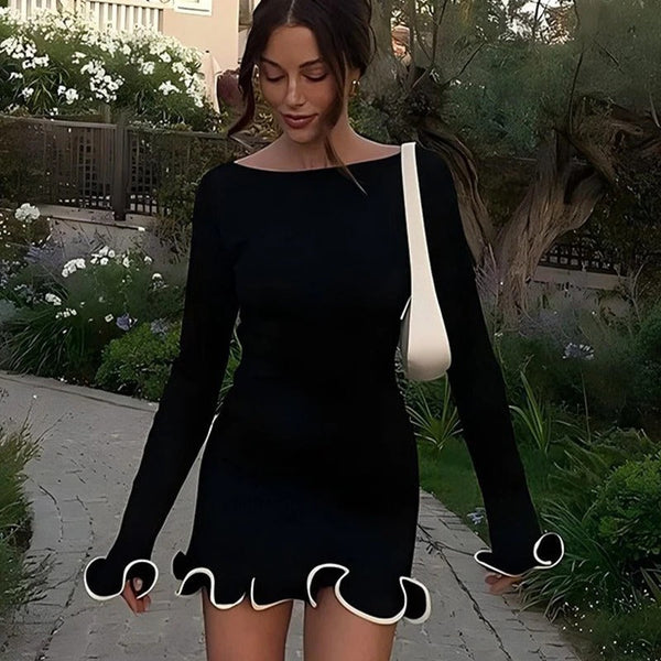 Chic Ruffle Mini Dress with Elegant Design