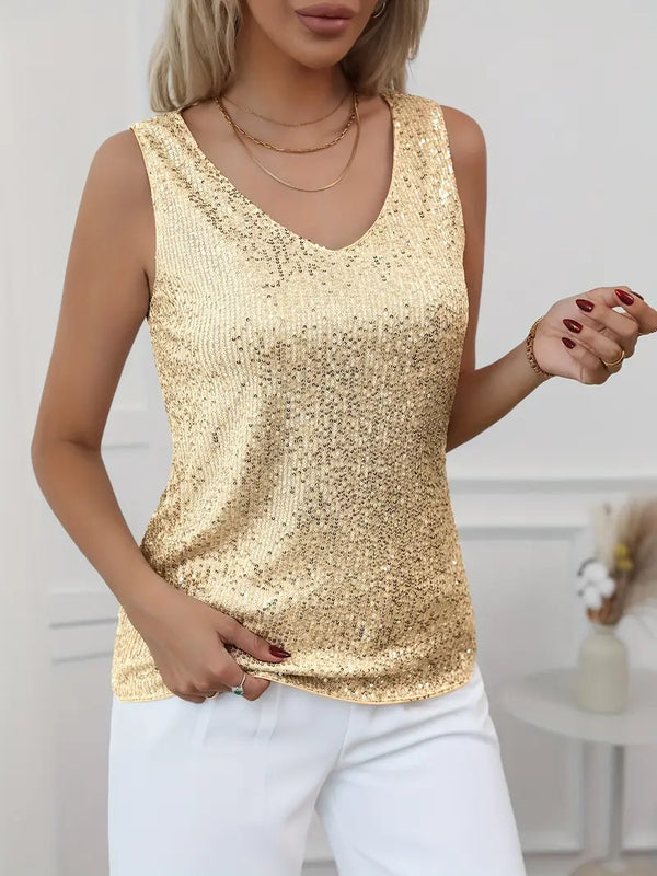 Sparkling V-neck Glitter Blouse