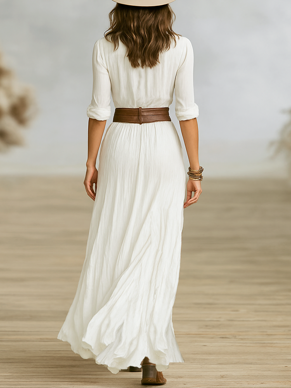 Women's Bohemian V-Neck Maxi Dress with Flowing Silhouette