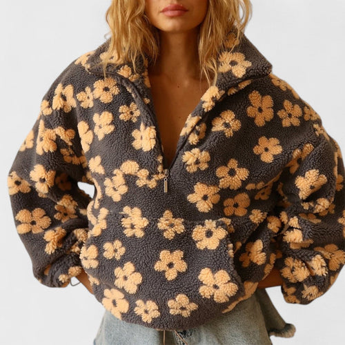 Sudadera polar para mujer con estampado floral