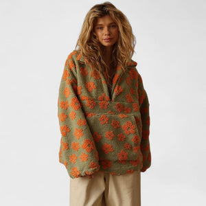 Sudadera polar para mujer con estampado floral