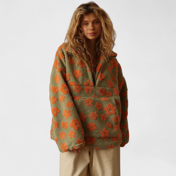 Sudadera polar para mujer con estampado floral