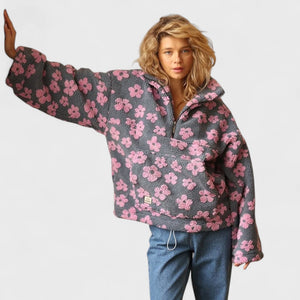 Sudadera polar para mujer con estampado floral