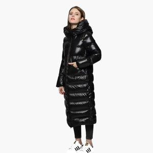 Women's Long Hooded Quilted Puffer Coat