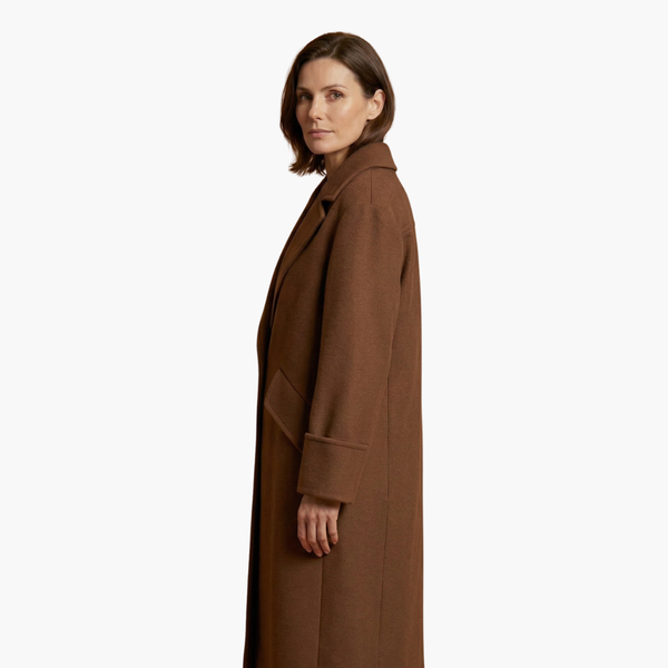 Women's Long Coat with Notch Collar